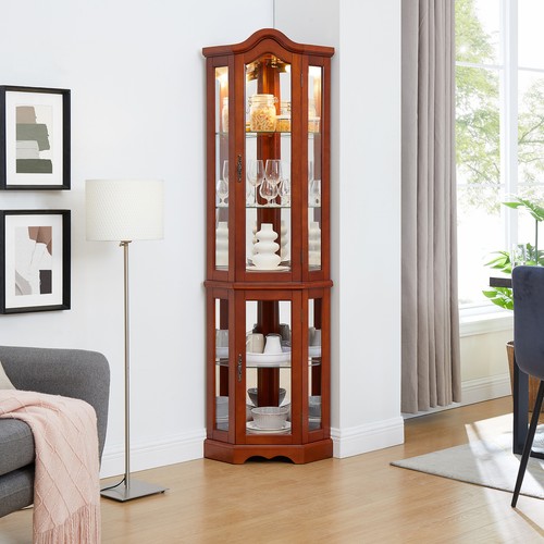 Lighted curio wooden corner - curio,