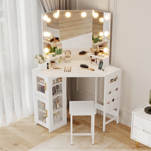 Corner vanity desk and stool - vanity,
